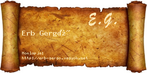 Erb Gergő névjegykártya